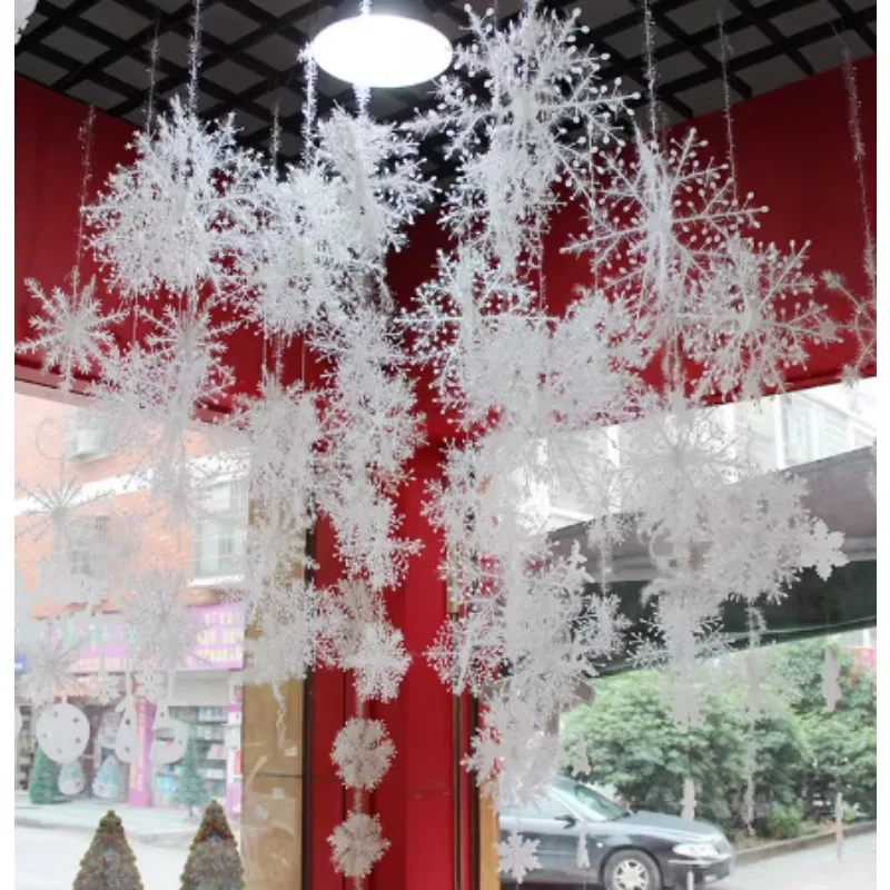 

3 белых искусственных подвесных украшения в виде снежинок для рождественской елки, декор для крыши дома