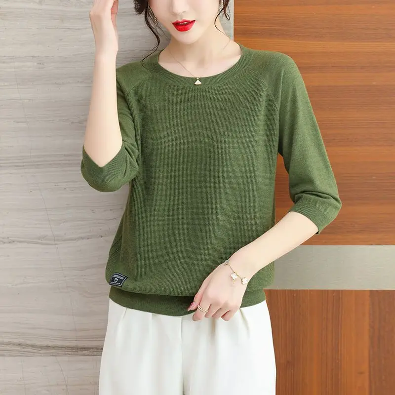 

Spring Autumn Elegant Fashion Harajuku Slim Fit Tops Women Casual Loose All Match Undershirt O Neck Insert Patchwork T-shirts