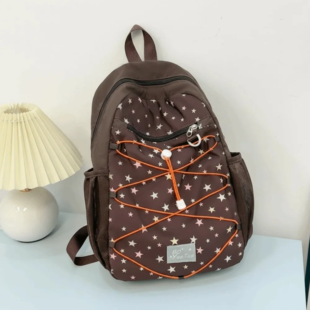 Trendy Nylon Outdoor Backpack Large Capacity Star Print School Bag Wear-resistant Korean Style Women's Backpack Students
