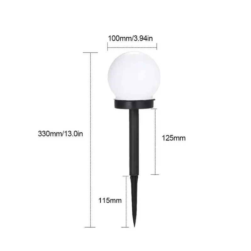 Solar grass lamp, circular ball, white LED lawn lamp outdoor solar grass lamp for courtyard garden and park