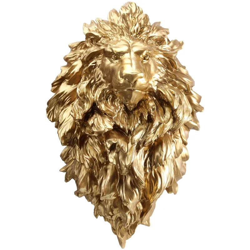 Creative Lion Head Relief Wall Decorations Sculpture Room Decor Nordic Living Room Background Wall Resin Animal Ornament Statues