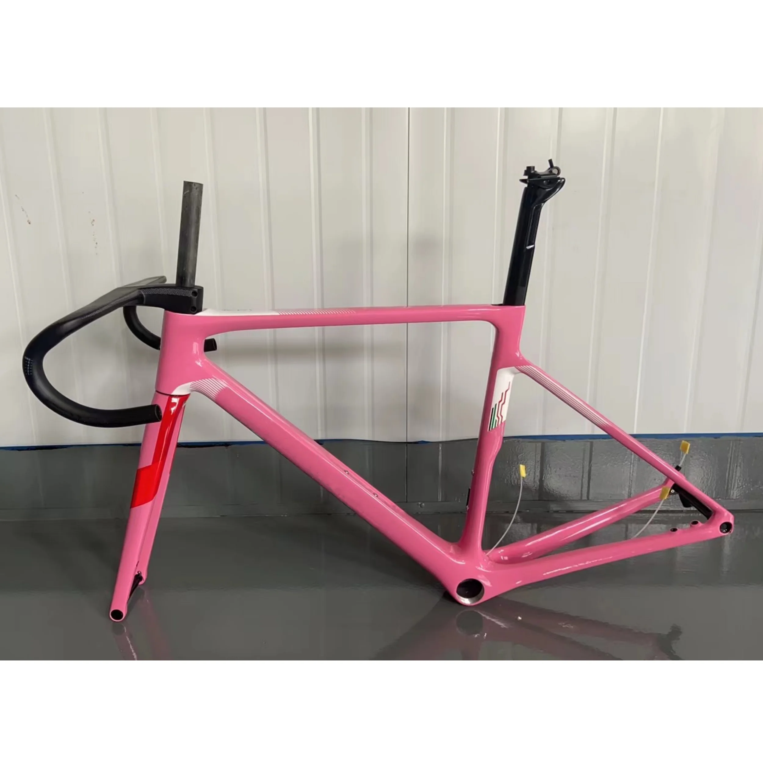 

V4RS Road Carbon Frame Pink Color Speed Bike Frames T1000 T47 Disc Brake Racing Bicycle Frameset+Handlebar Custom Logo DPD Ship