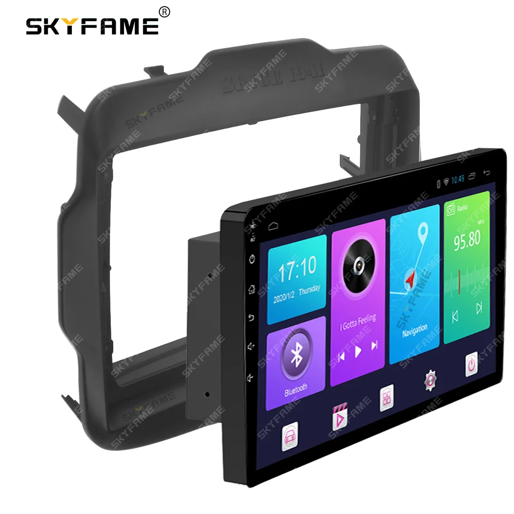 Skyfame adaptador de fáscia para quadro de carro, decodificador de caixa canbus, rádio android, kit de painel de montagem para jeep renegado