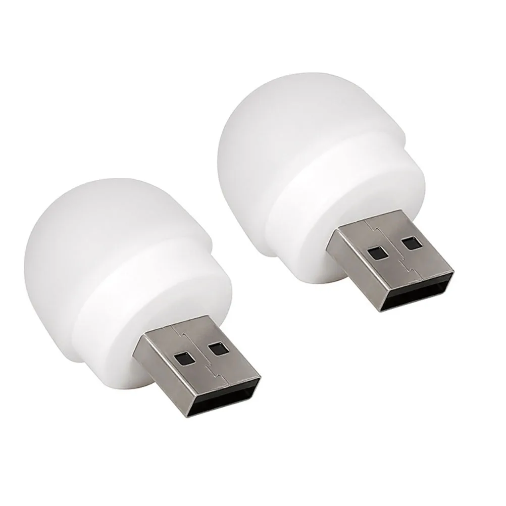 

2 Pcs USB Night Light Lamp Mini LED Emergency Lights for Bedroom Charging Eye Protection Small Size Portable Plastic Material
