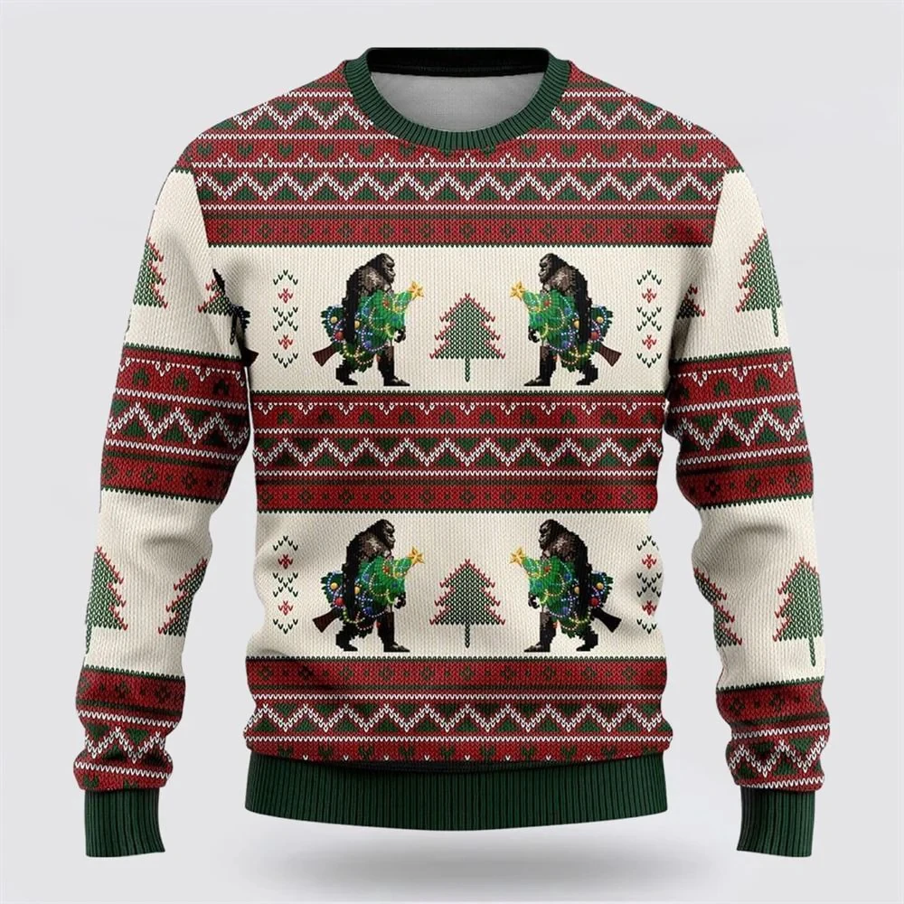 

С Рождеством графические толстовки Bigfoot Xmas уродливый рождественский свитер для женщин толстовка унисекс с животными для мужчин и женщин пуловеры