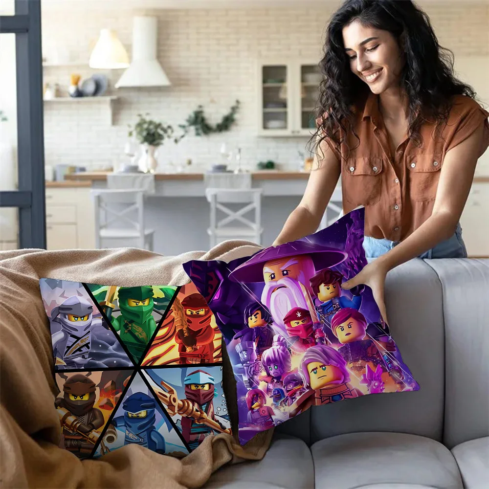 Cartoon Cool Pillow Covers Cartoon Sofa Decorative Home Double-sided Printing Short Plush Cute Cushion Cover-N-N-NINJAGOS