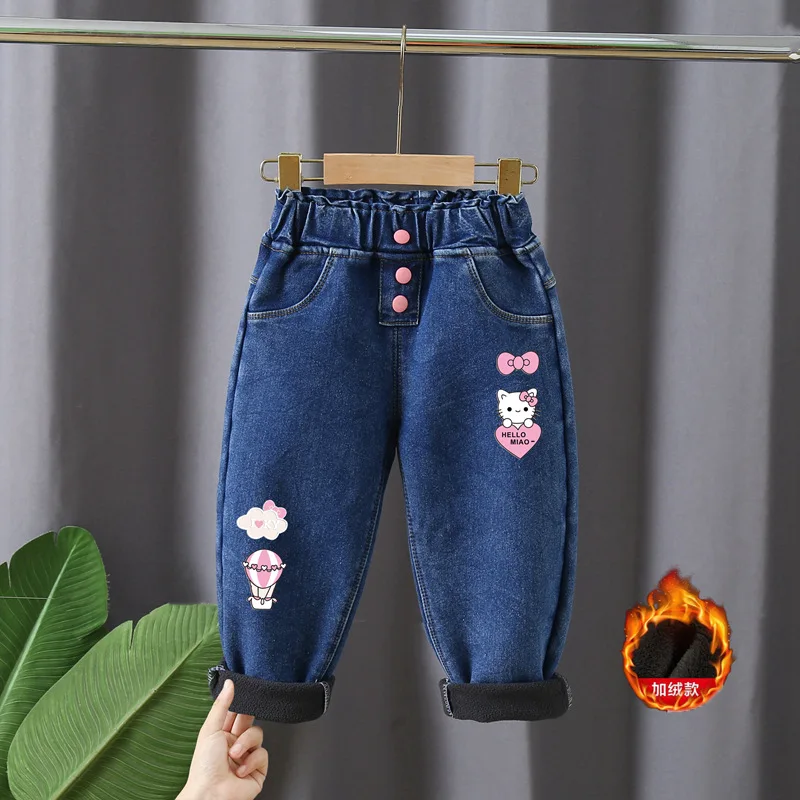 Baby Kids Spring Autumn Winter Thick Warm Jeans With Fleece For 1-7 Years Boys Girls Casual Denim Pants Kids Children Trousers