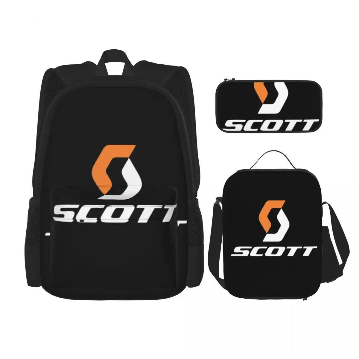 Best Seller Scott Bike Logo Merchandise Backpacks Bookbag Students School Bags Kids Rucksack Lunch Bag Pen Bag Three-Piece Set