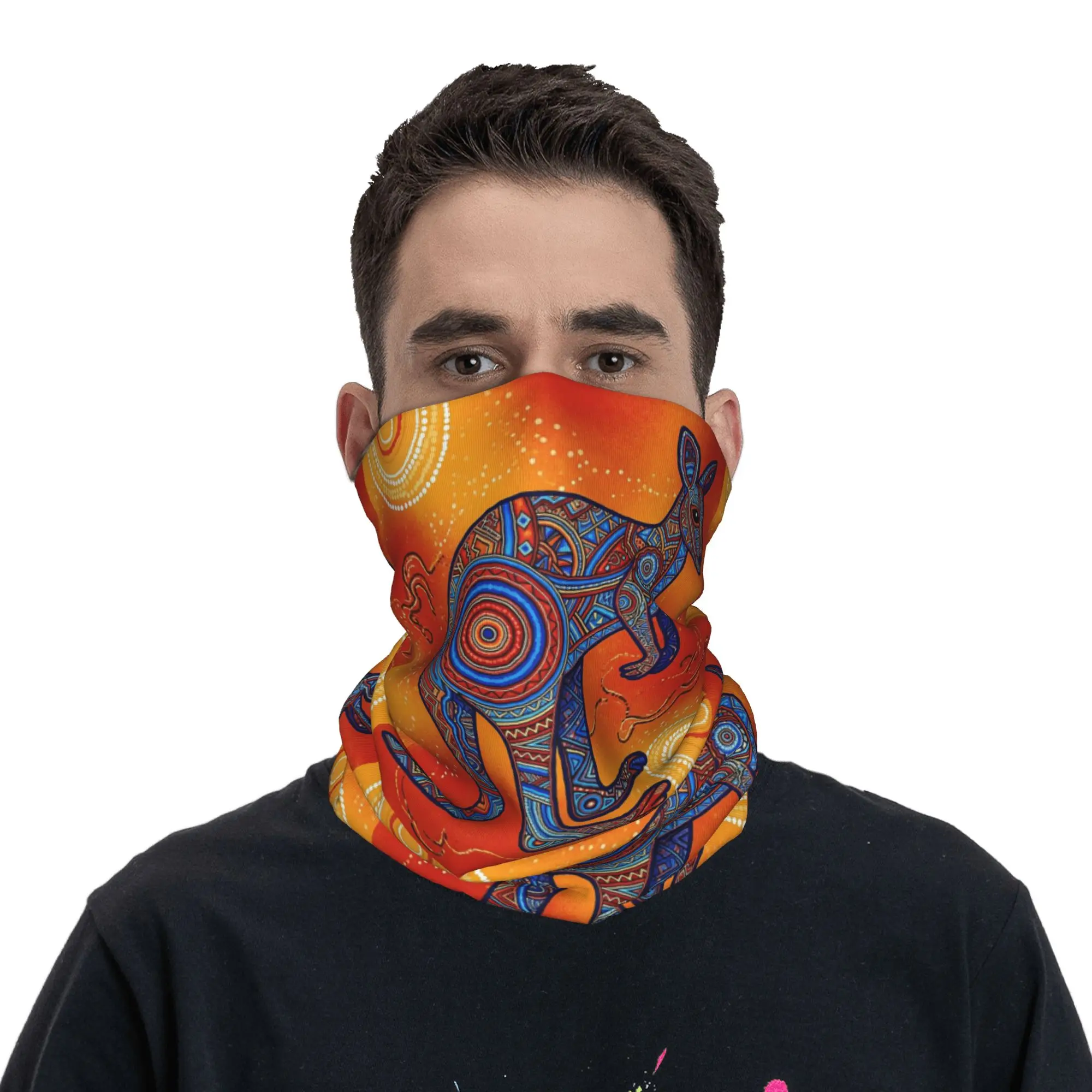 

Aboriginal Art Of Kangaroo Bandana Neck Gaiter Printed Wrap Mask Scarf Balaclava Hiking Fishing Unisex Adult All Season