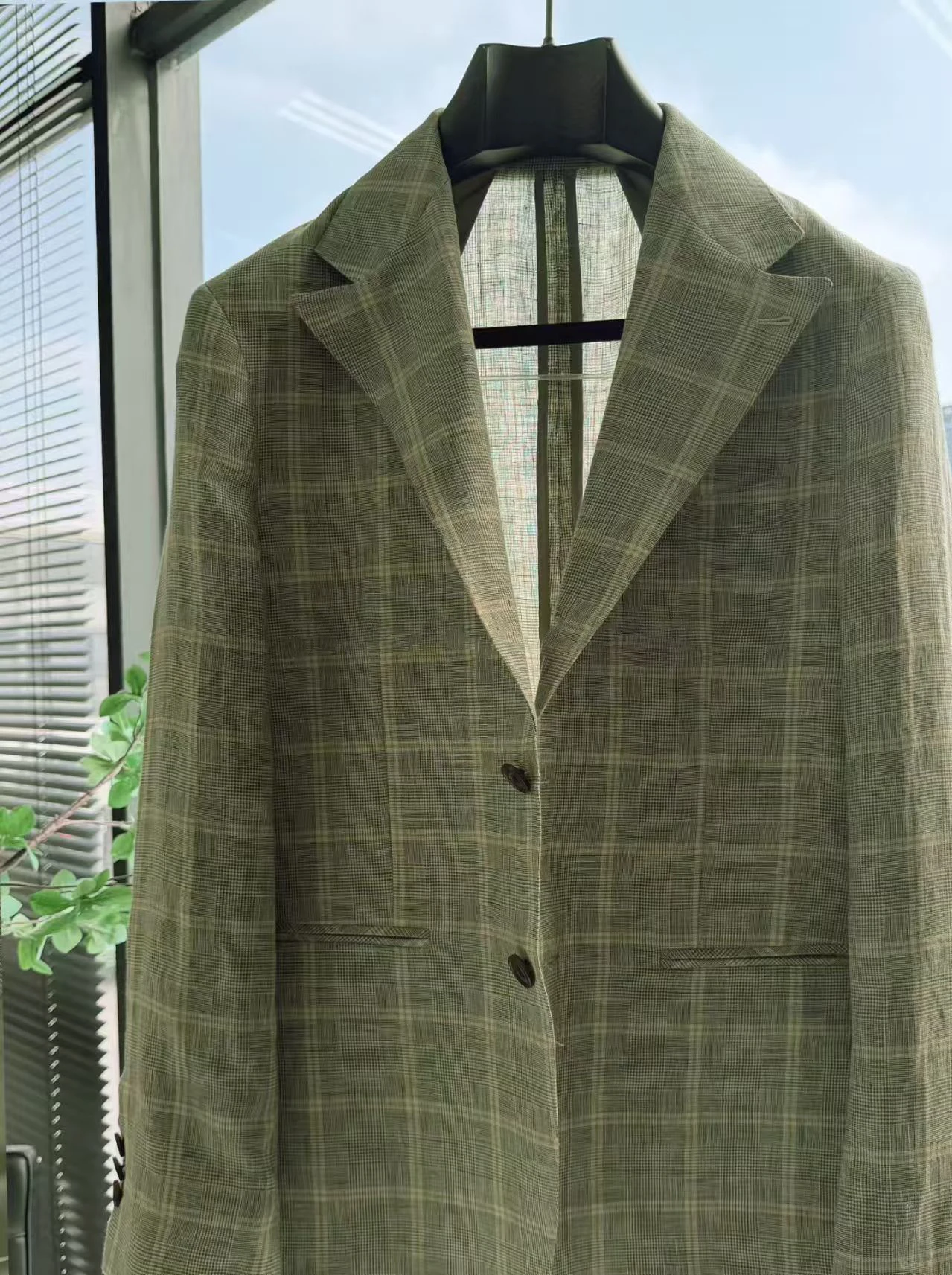 Spring Breathable Business Casual Suit Jacket Linen Blend Mens Stylish Blazer 100% Linen Male Blazer Suit Check Blazer Men 2026