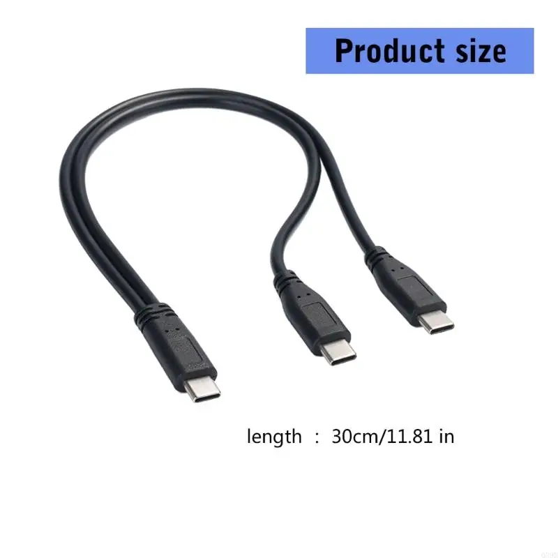 USB C mannelijk naar dubbel USB C mannelijk splittersnoerconverter Meerdere hubs USB Type C-poort Hub-oplader Power Split-adapter