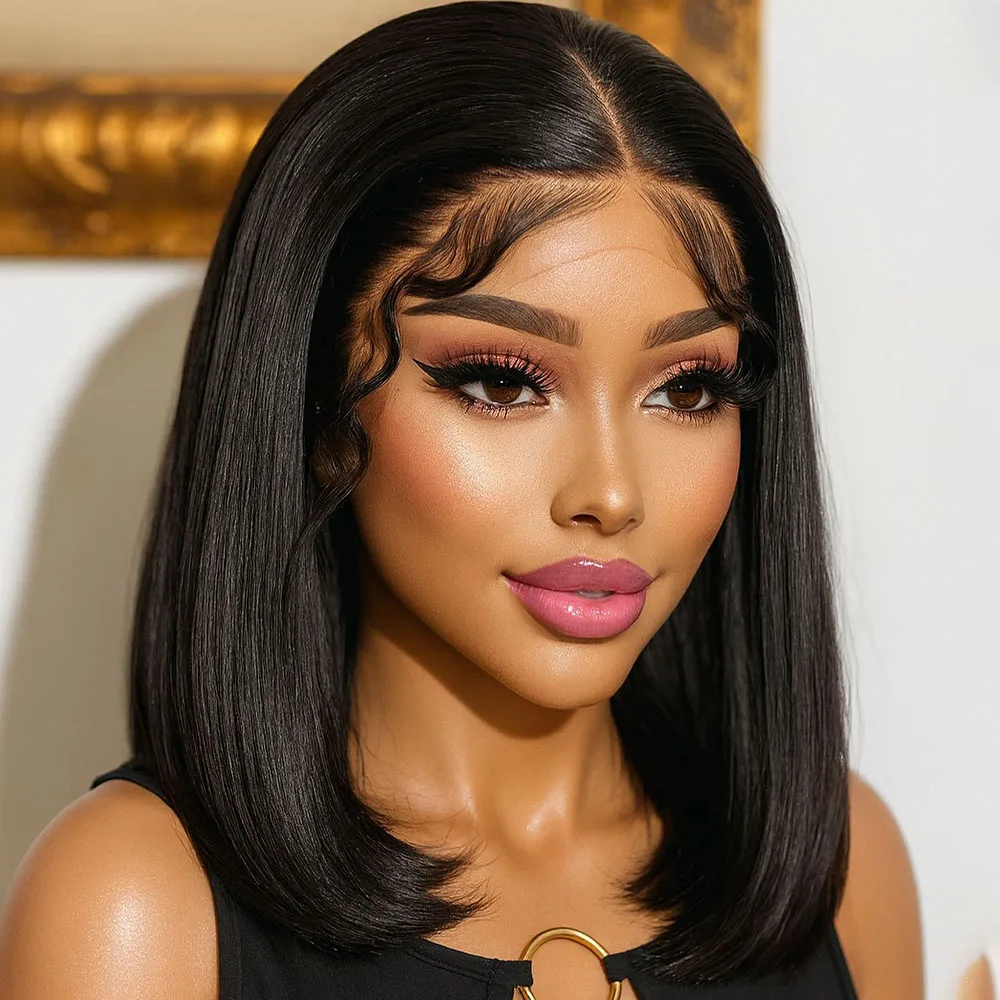 bone-straight-8-14-inch-wear-and-go-13x6-hd-transparent-lace-frontal-wig-preplucked-100-human-hair-for-black-women-350-density