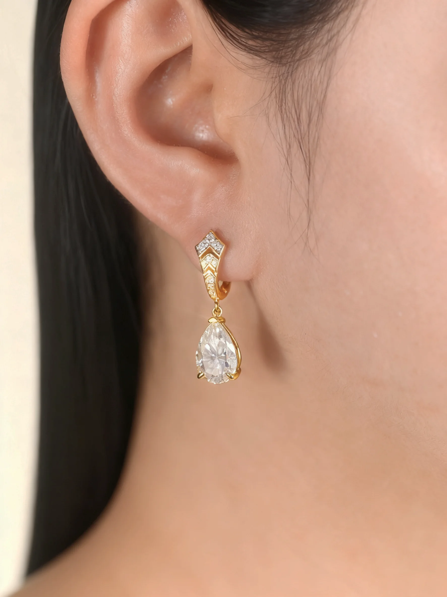 HFE Pear Shape Moissanite Women's Teardrop Earrings D VVS1 High Quality Pure 925 Silver Elegant Party Jewelry Wedding Earring