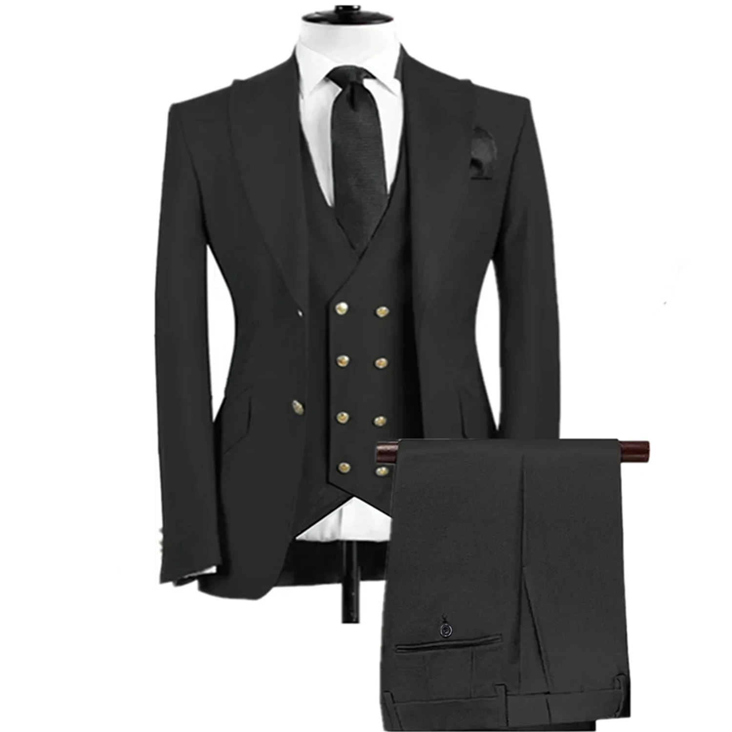 3 Pcs Set Suit Pants Vest Double breasted Custom Made / Fashion Men\'s Casual Boutique Business Groom Wedding Jacket Blazers Coat