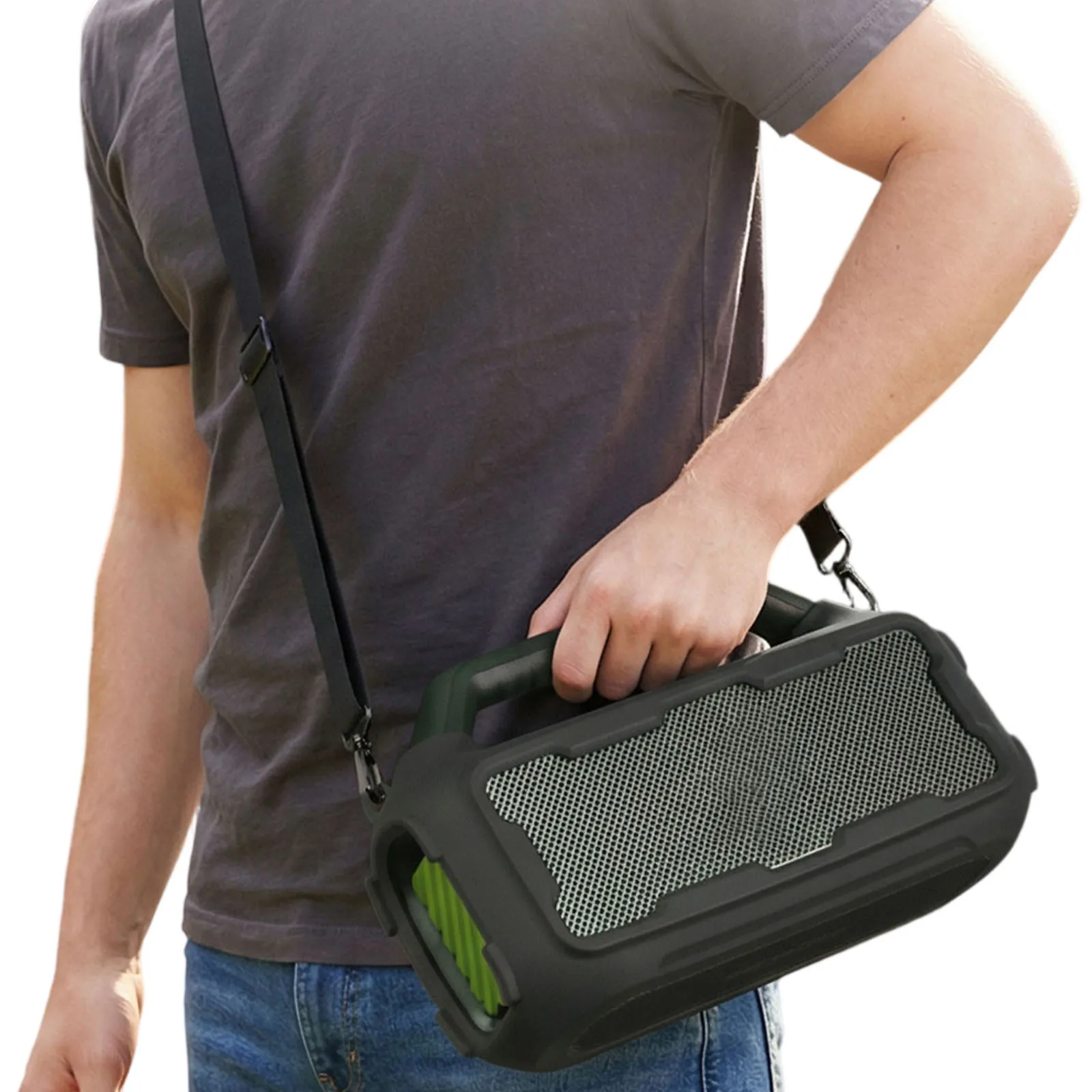 

Защитный чехол Soft Skin Fit для Soundcore Boom 2, противоскользящий и устойчивый к царапинам, для кемпинга, путешествий и вечеринок на открытом воздухе.