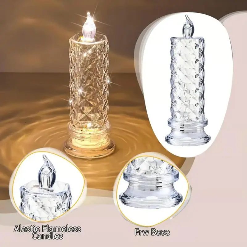 

Rose Shadow LED Flameless Candles Battery-Operated For Valentines Anniversary Wedding Christmas Decorations