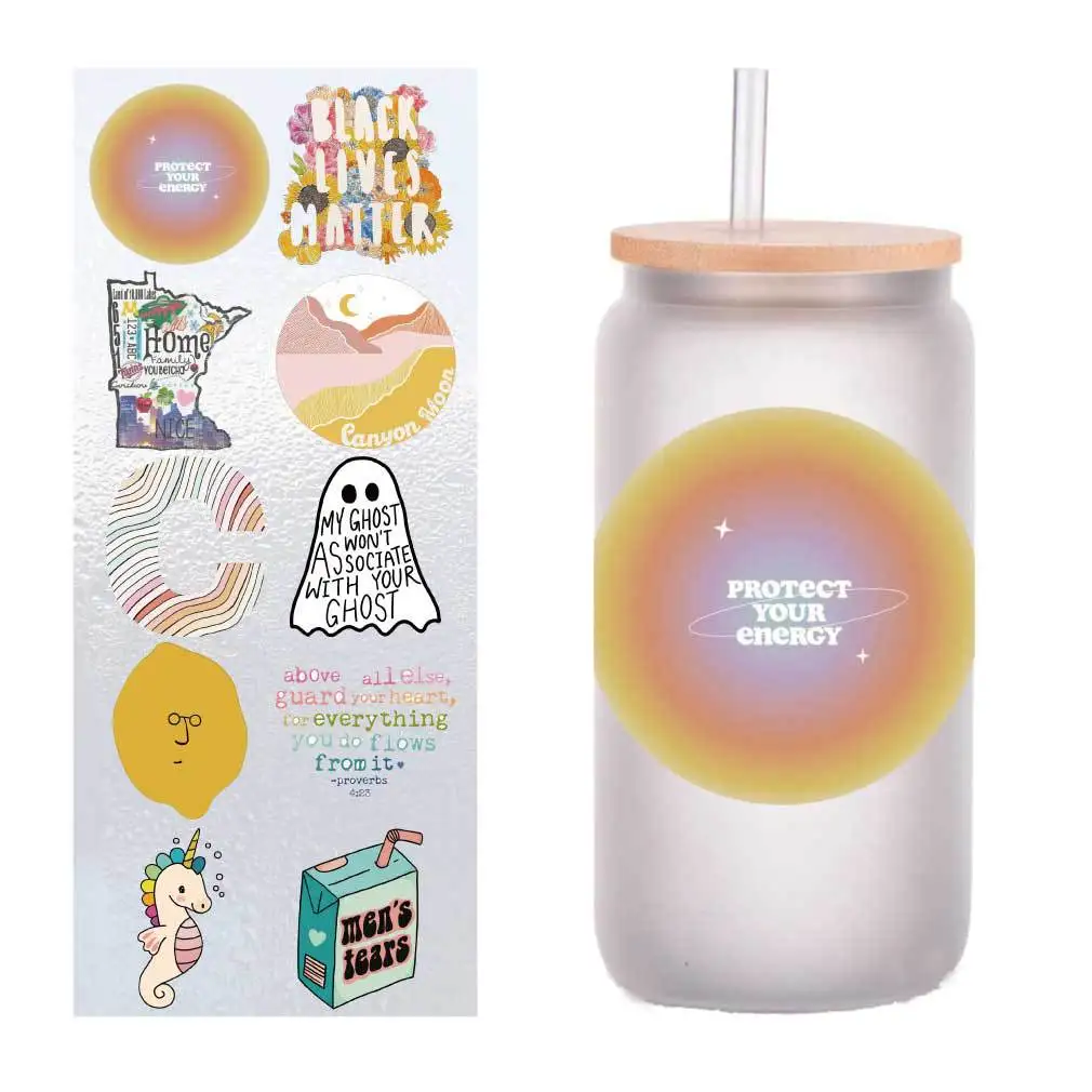

10 sheets of four-inch cartoon color small fresh collection UV transfer stickers crystal label glass glass sticker customization