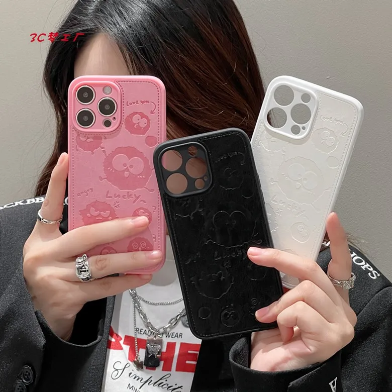 Cartoon Leather Texture Embossed Disney Mickey Mouse Shockproof Phone Case for iPhone 16 15 14 13 12 11 Pro Max Protective Cover