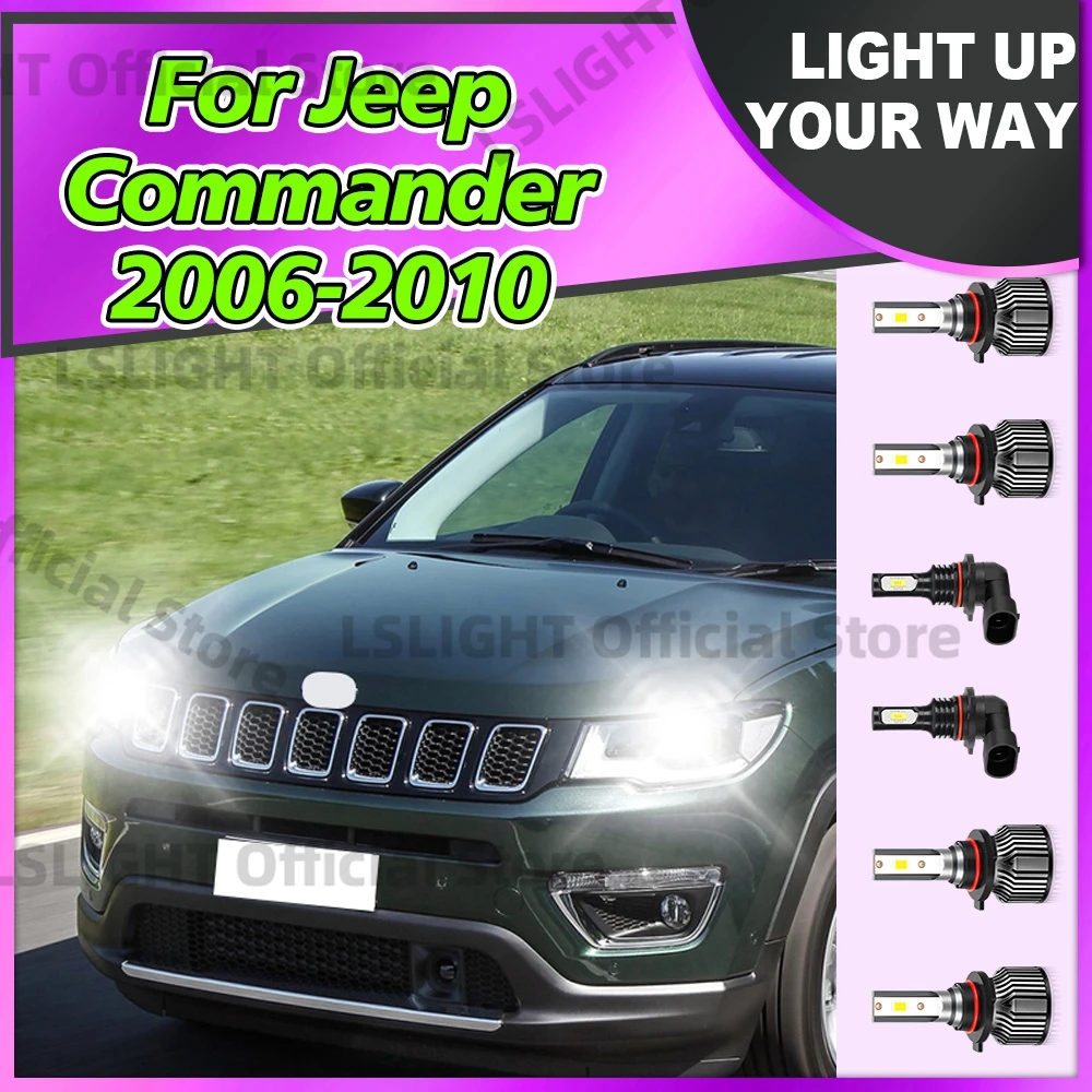 

2/6x CSP 3570 LED Headlights 12V Fog Lamp Bulbs For Jeep Commander 2006 2007 2008 2009 2010 Car Front High Low Beam 20000LM 120W