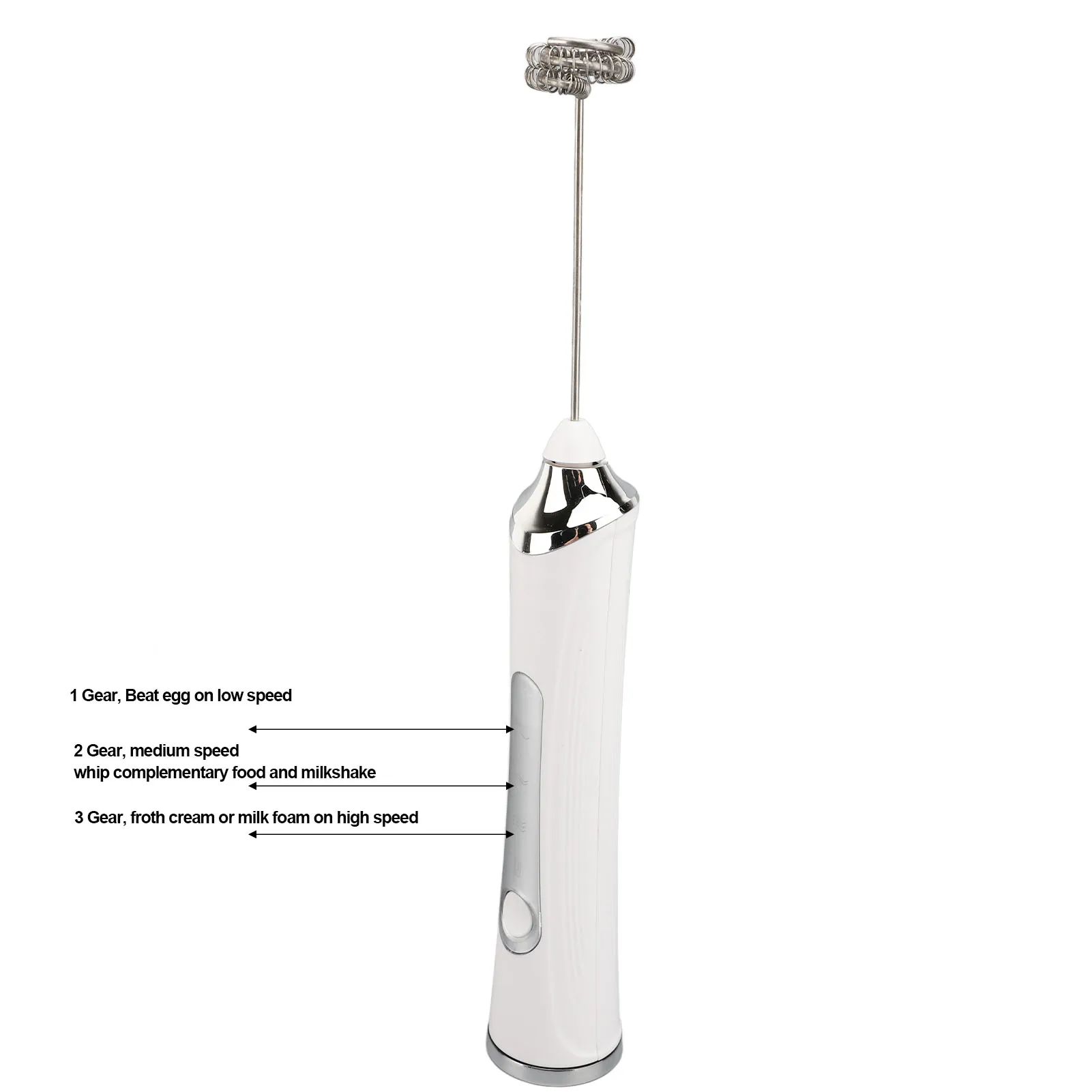 يده رغوة الحليب الكهربائية الفولاذ المقاوم للصدأ 3 سرعات USB قابلة للشحن يده خفقت خلاط مشروبات رغوة المحمولة للقهوة