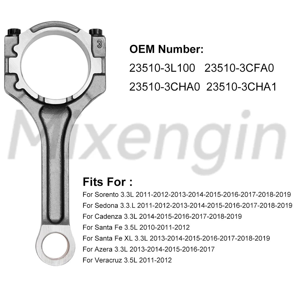 أجزاء المحرك ربط قضيب الرئيسي ومجموعة محمل قضيب لشركة هيونداي سانتا في KlA سورينتو 3.3L 3.5L الغاز G6DH 10-19 23510-3L100 #3