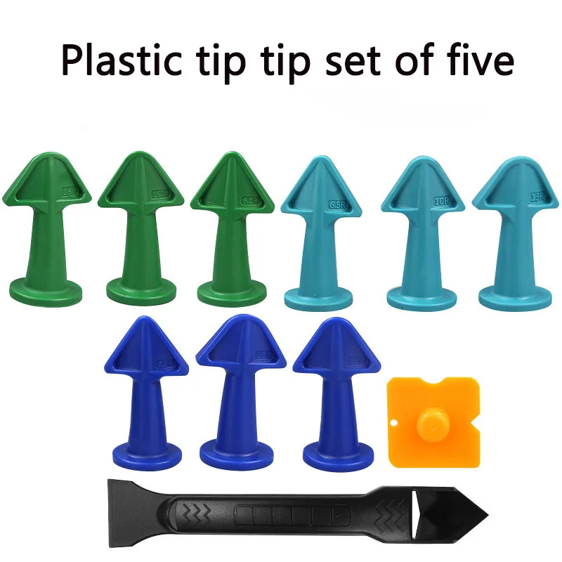 5Pc Caulking Nozzle Applicator Finishing Tool Spatula Plastic Glue Shovel Tile Brick Joints Floor Silicone Remover Hand Tool Set