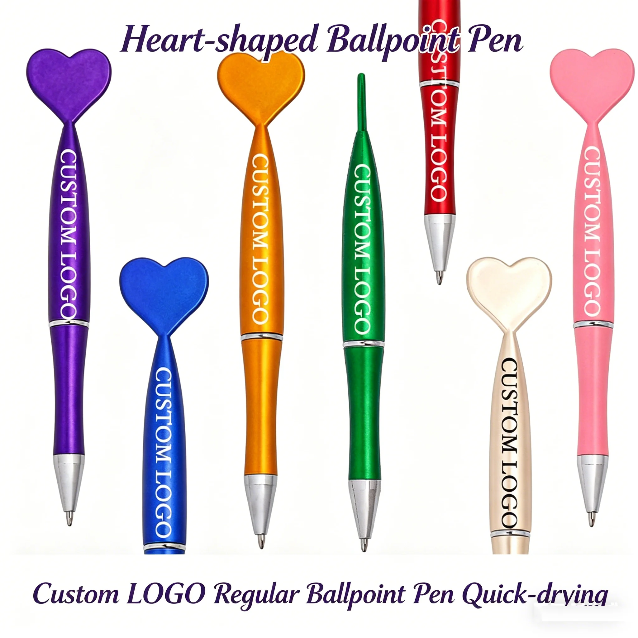 100Pcs Creative Love Ballpoint Pen Custom Logo Pens Customization Gifts Birthday Wedding Party Advertising Gift Pen for Guest