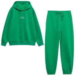 Maxdutti American Vintage Letter Pants Women Sets Print High Street Hooded Sweatshirts Hoodies And Casual Harem