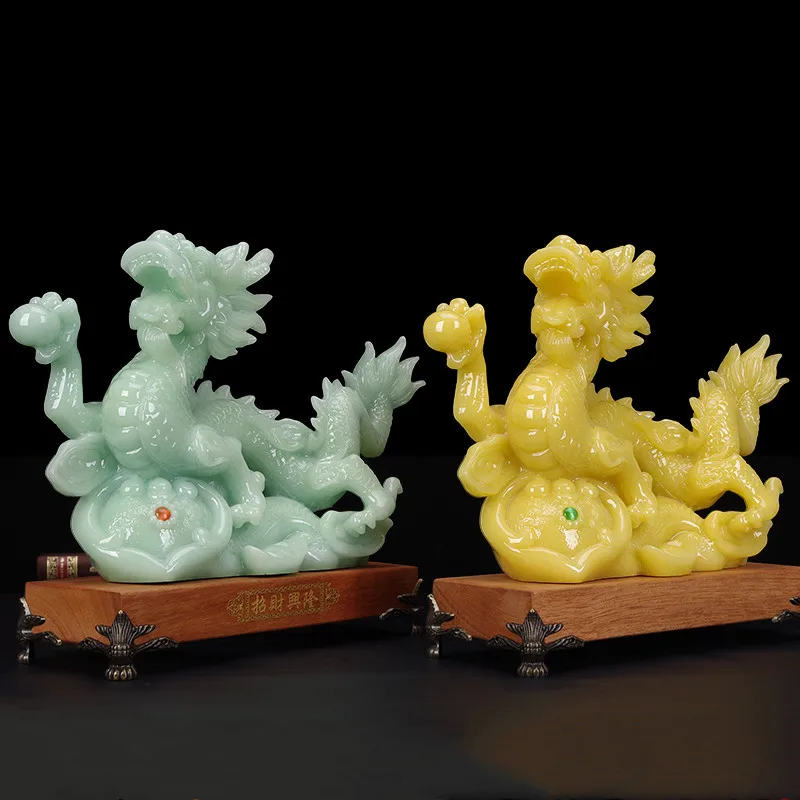 

Chinese Lucky Money Dragon Jade Ornaments Crafts Home Living Room TV Cabinet Decorations Opening Gifts Office Desktop Decor