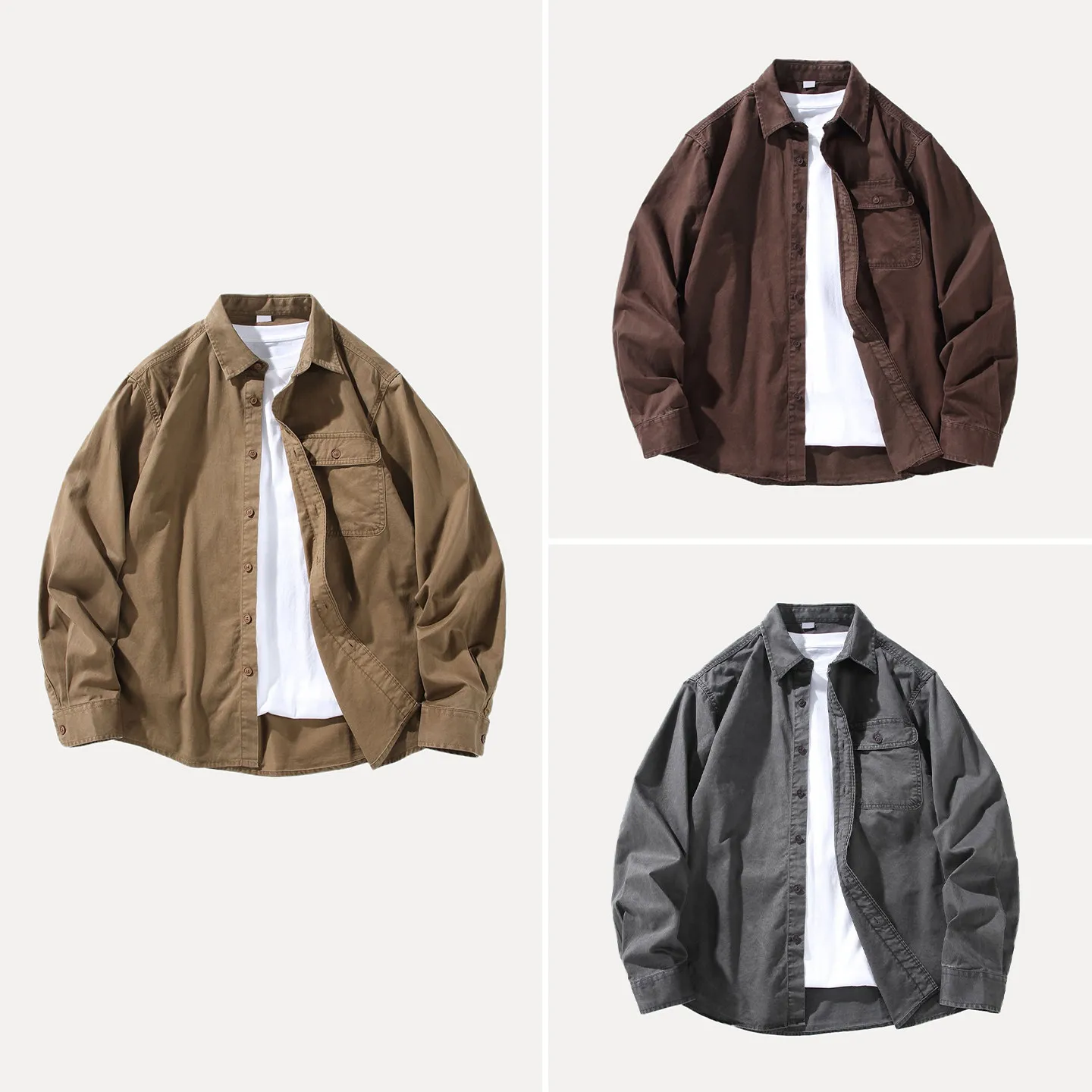 

Men's Fashionable Retro Long Sleeve Collared Jacket 2026 Spring Collection Versatile Daily Wear Personalized Style ZADATA Brand