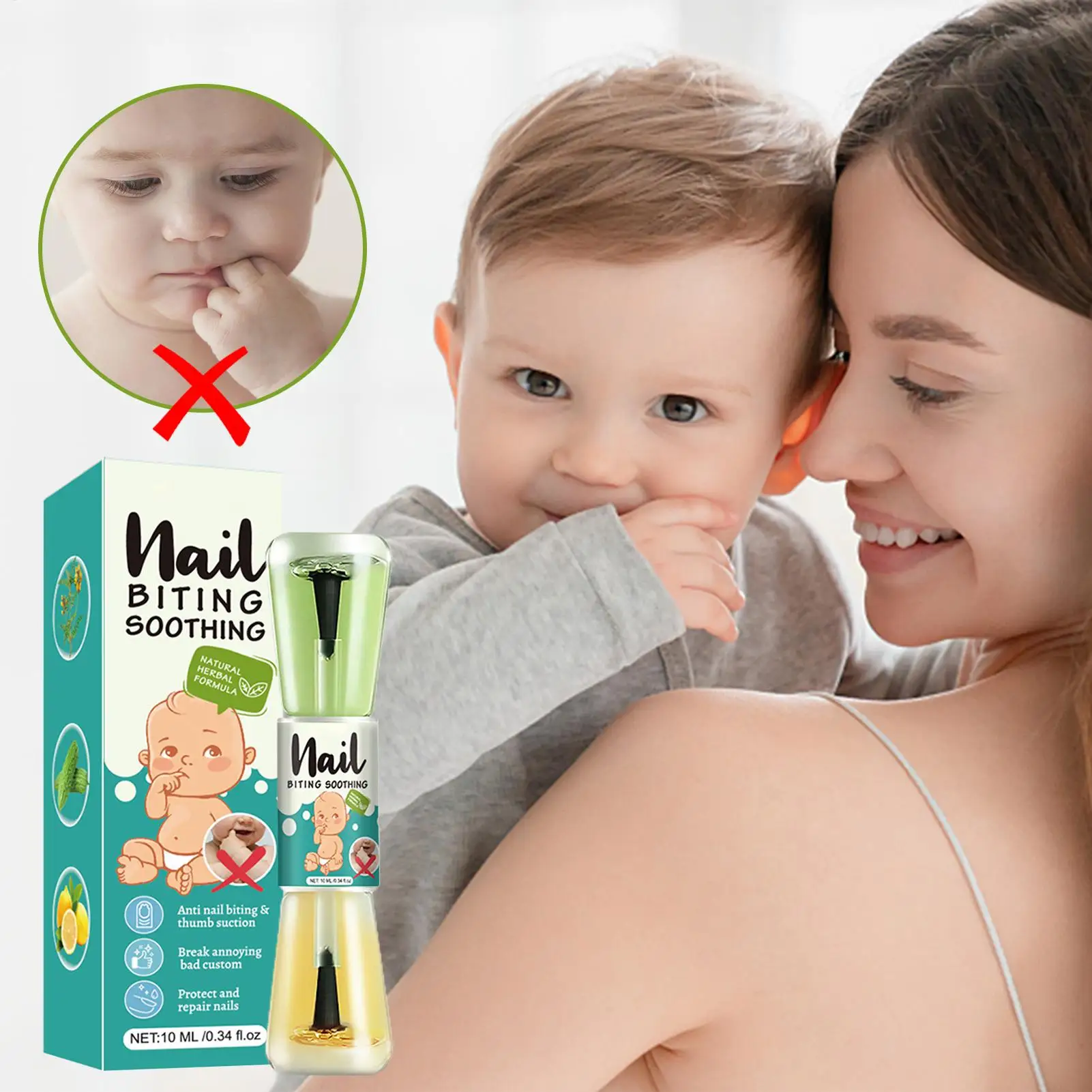 10ml Acqua per unghie amara Bambini Smalto per unghie anti-morso Estratti vegetali naturali liquidi Strumento per la cura delle unghie per i neonati Smettere di mordere le unghie