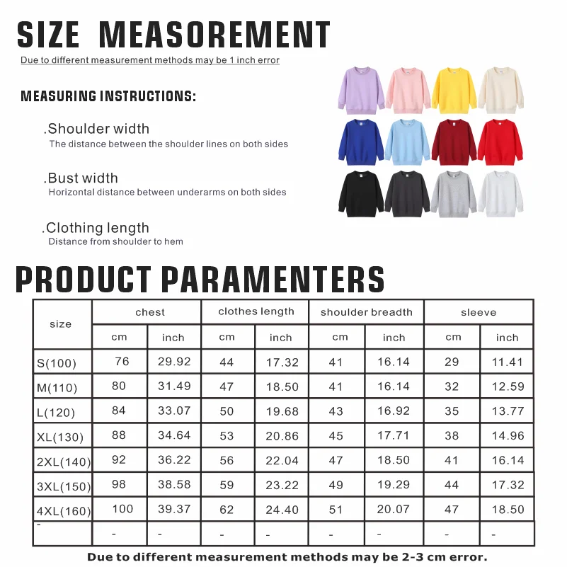 DIY Customise Your Logo Unisex Trend Casual Top Custom Crew Neck Pullover Personalised Sweatshirt Custom Children's Clothing