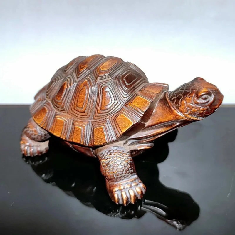 chinese wooden Carved wood carving god of longevity Turtle statue Home decor art