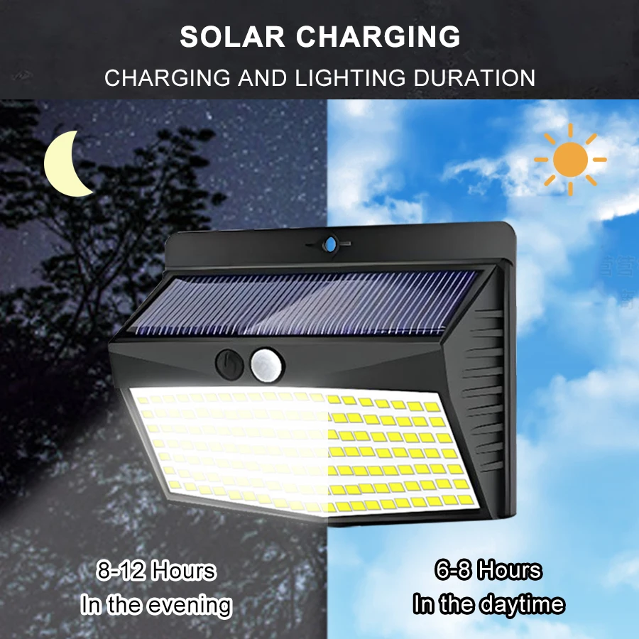 138LED Solar Outdoor Wall Lamp with Motion Sensor 3 Lighting Modes IP65 Waterproof Solar Powered Fence Light Garden Decor Stree