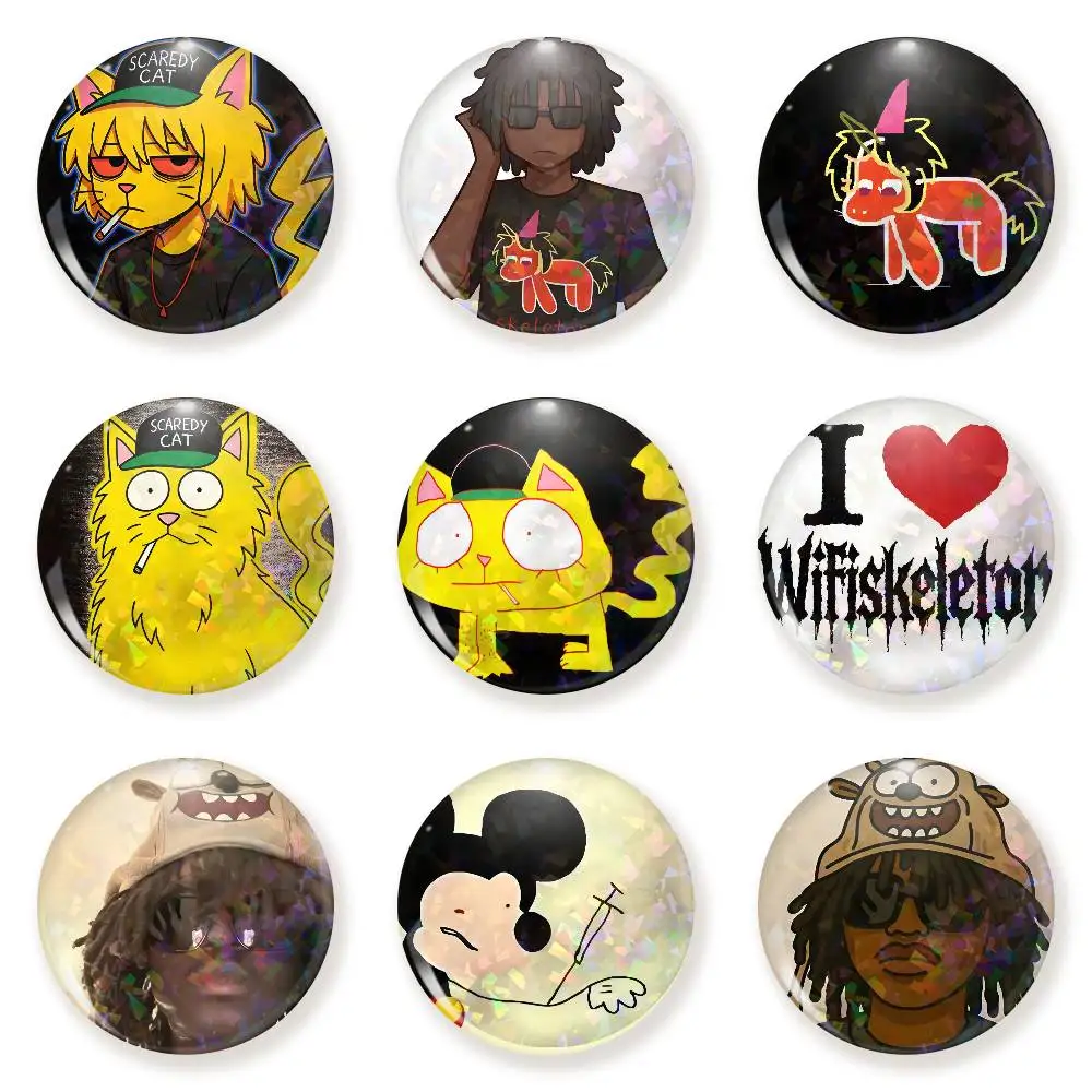 Wifiskeleton  Round Snap-in Brooches Rock Band Lapel Pins  Badges Fan Collection Accessories Jewelry Handmade Gifts