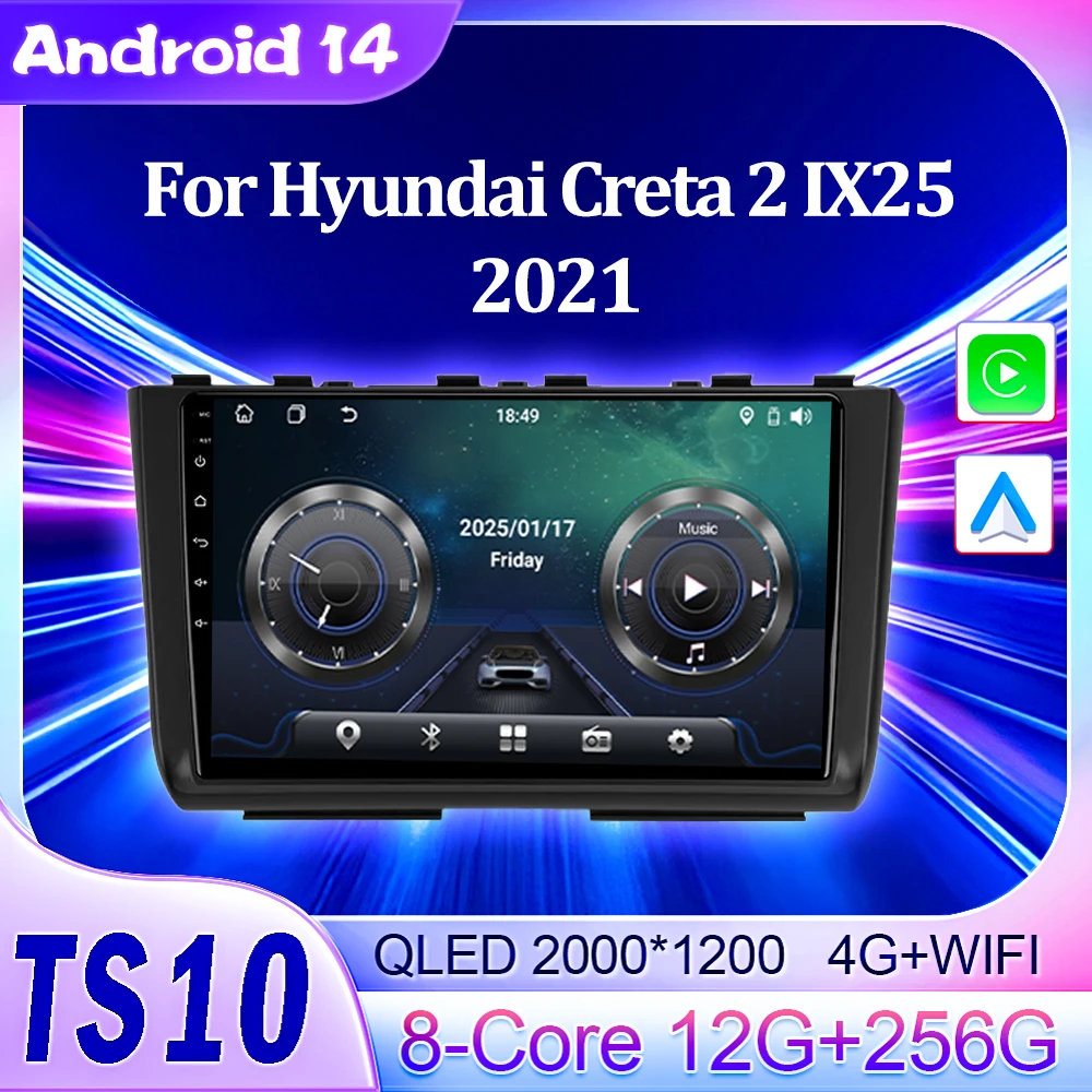 

For Hyundai Creta 2 IX25 2021 Car Multimedia Player 2din Android 14 Car Radio Autoradio AutoMotive GPS Navigation Mirror Link 4G