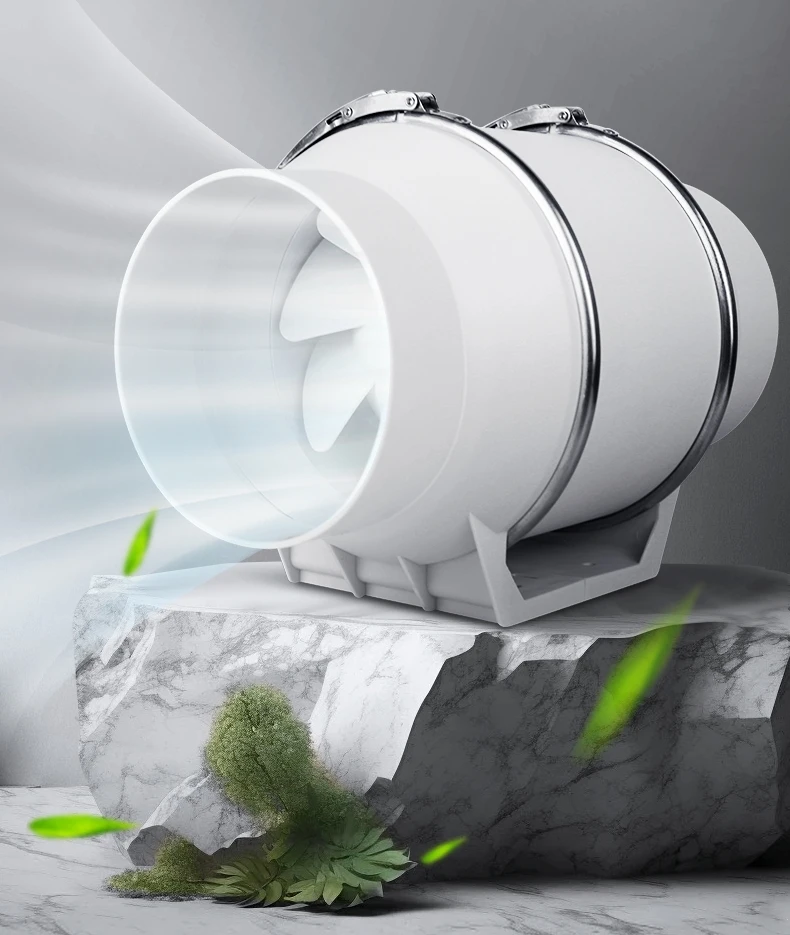 Hot Sale 6 Inch 70w 110V-240V Stainless Steel Exhaust Fan High Air Pressure Silent Mixed-Flow Inline Duct Fan OEM Brushless