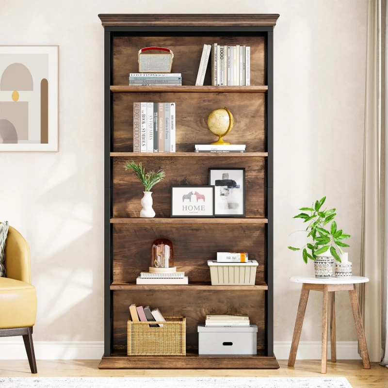 6-Layer bookcases, 71-inch industrial bookshelves and bookcases, floor-to-ceiling 5 display storage shelves
