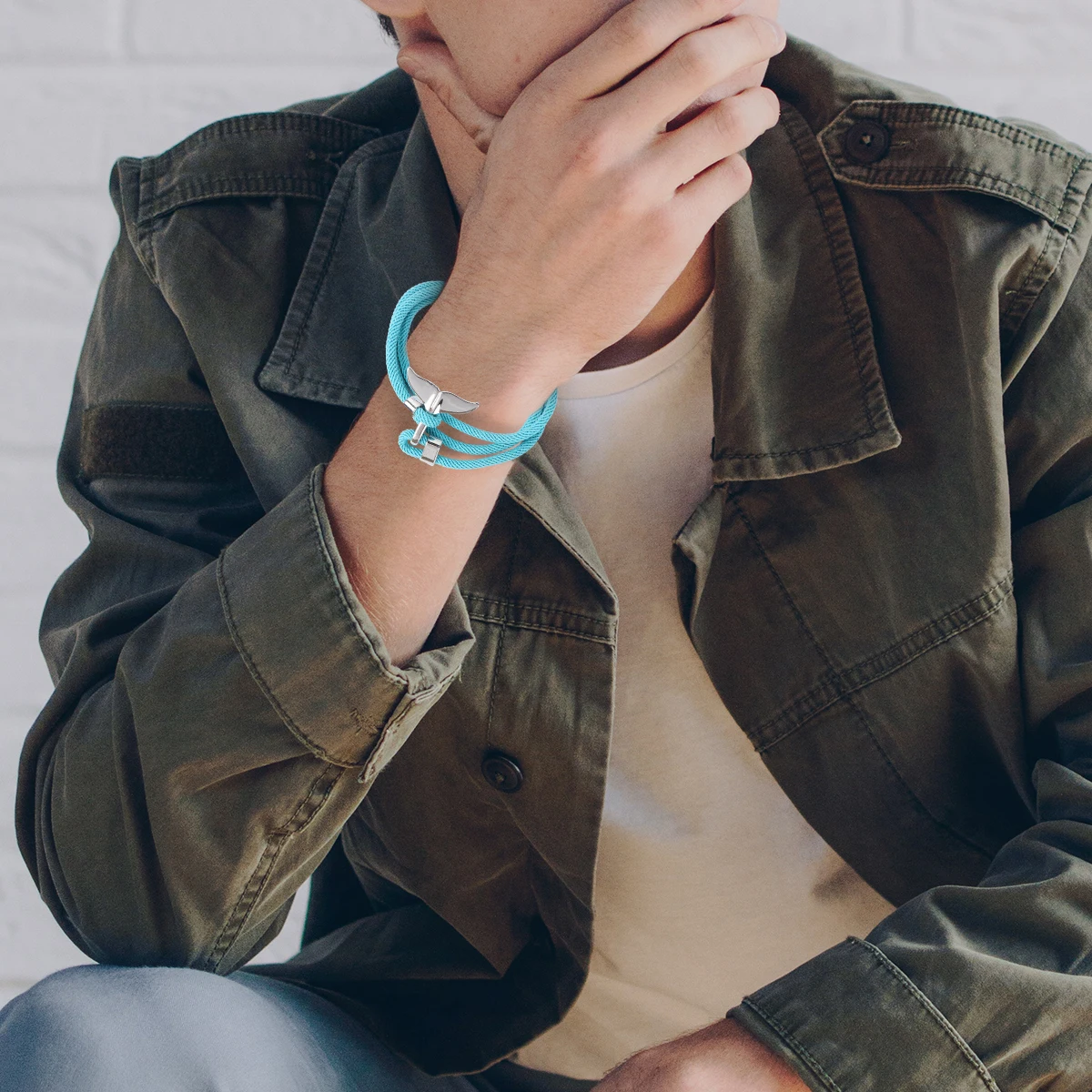

Birthday Whale Tail Bracelet Hand Chain Durable Armlet Stylish Blue Silica Gel Simple Style Bangle Man