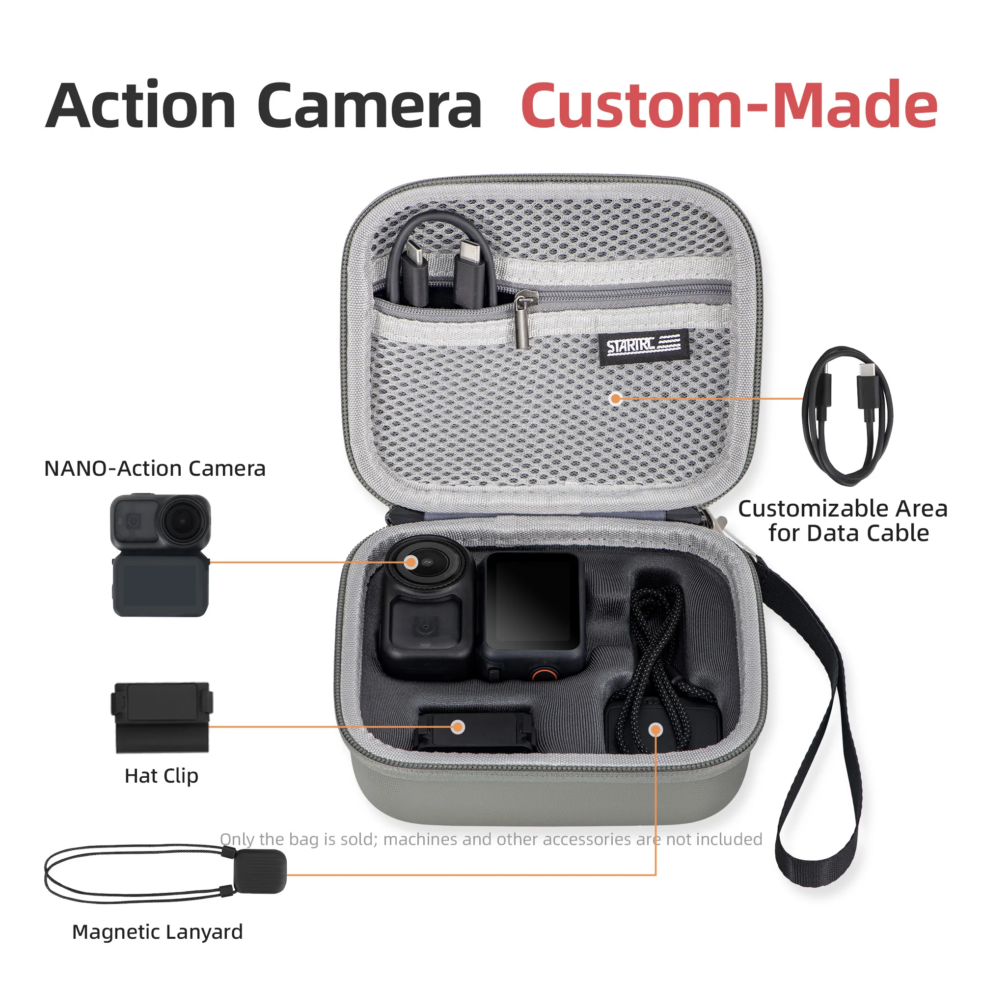 STARTRC حقيبة تخزين صغيرة محمولة حقيبة حمل للسفر صندوق مقاوم للماء الصلب 2 قطعة فيم زجاجي لملحقات كاميرا DJI OSMO نانو #4