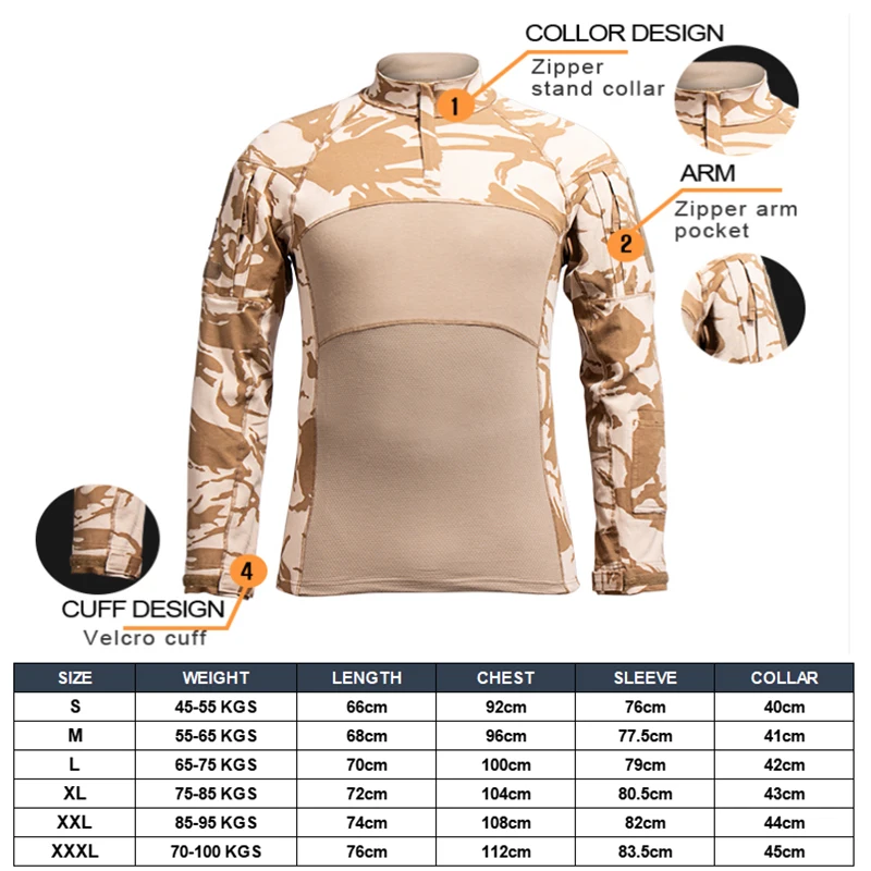 Tactical Shirt Combat Shirt Men Clothing Military Elasticity Man Shirt Camo T Shirt Multicam Army Long Shirt Hunting Clothes