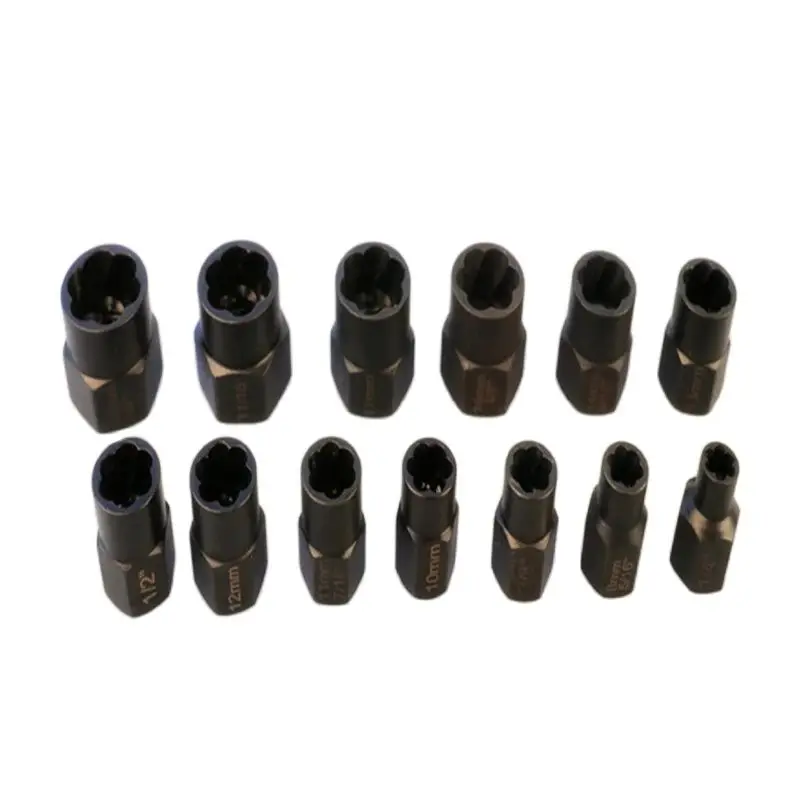 13 pz/set estrattore di dadi estrattore di viti estrattore di viti Kit di attrezzi per chiavi a bussola per la rimozione di viti dado bullone strumento Hardware per chiavi a bussola