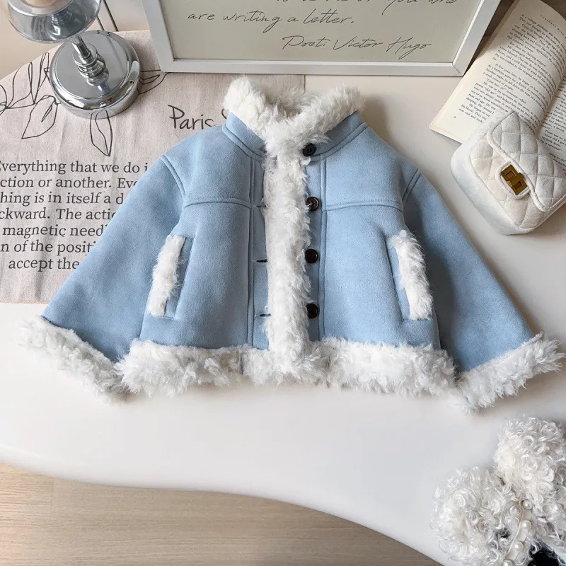 

2025New Winter Fashionable Warm Fleece-Lined Fur Coat for Baby Girls