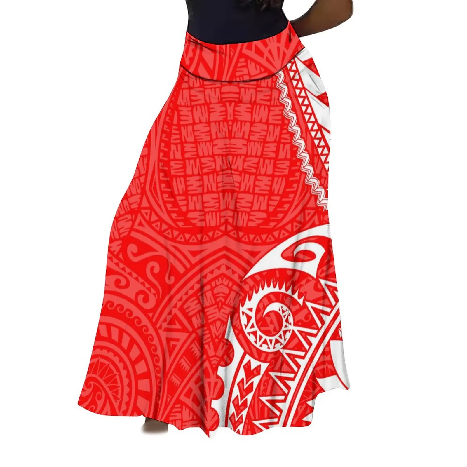 Polynesian Island Design Print Ladies Temperament High Waisted Skirt Samoan National Style Dance With Long Skirt