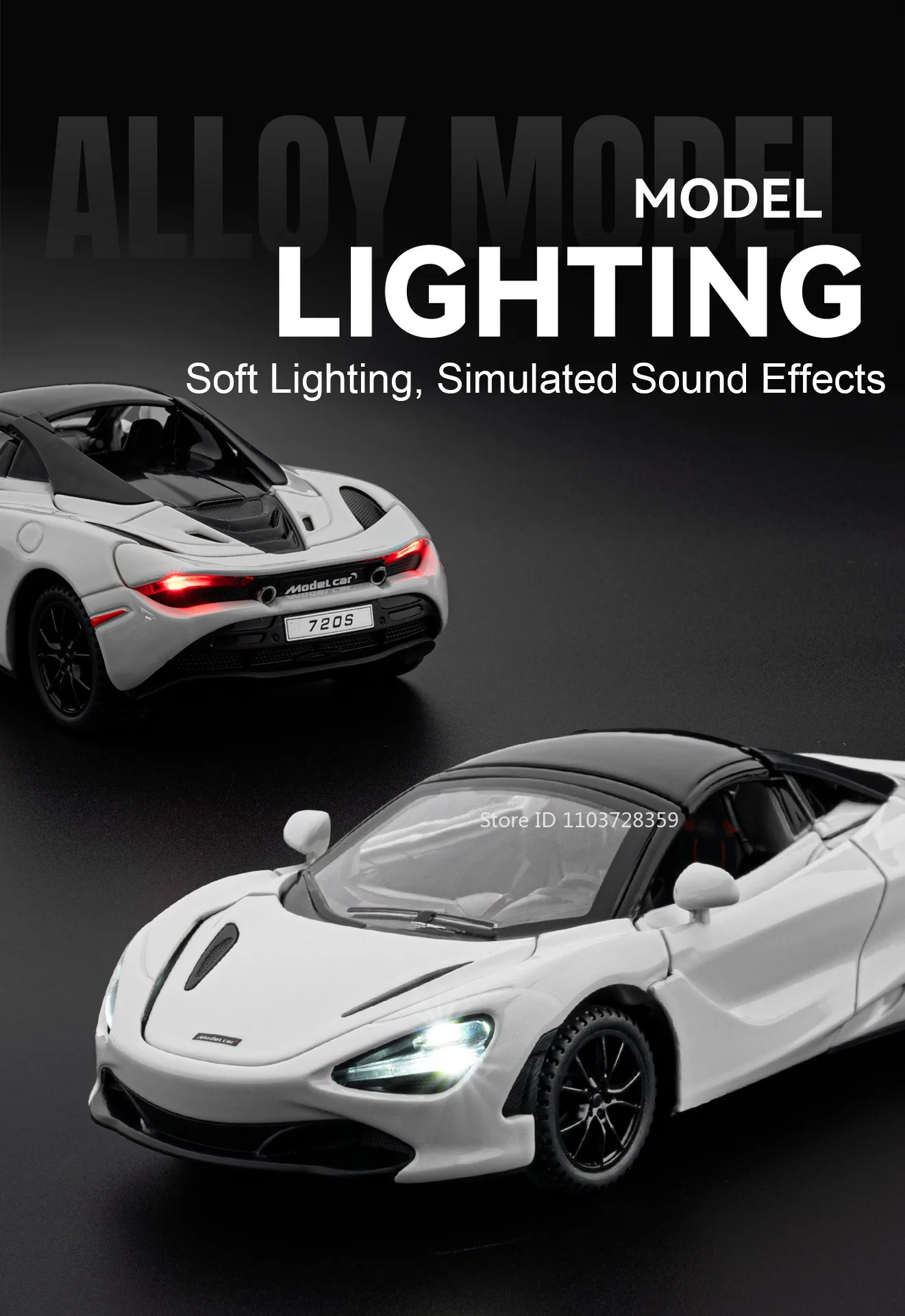1:32 720S Senna Modell Spielzeug Sportwagen Legierung Druckguss Sound Licht Exquisite Innen Zurückziehen Supercar Modelle für Kinder präsentiert – Detail 6