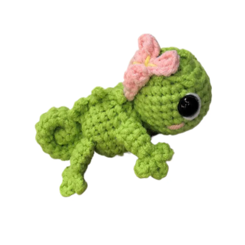 Cute Lizard Charm Keychains Cartoon Mini Hand Knitted Car Keyring Lovely Backpack Handbag Pendant Couple Keyholder