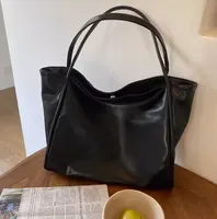 Large Capacity Soft Leather Tote Bag Women's Handbag Underarm Commuter Bag School Bag Shoulder Bag Polyester Lining Zipper