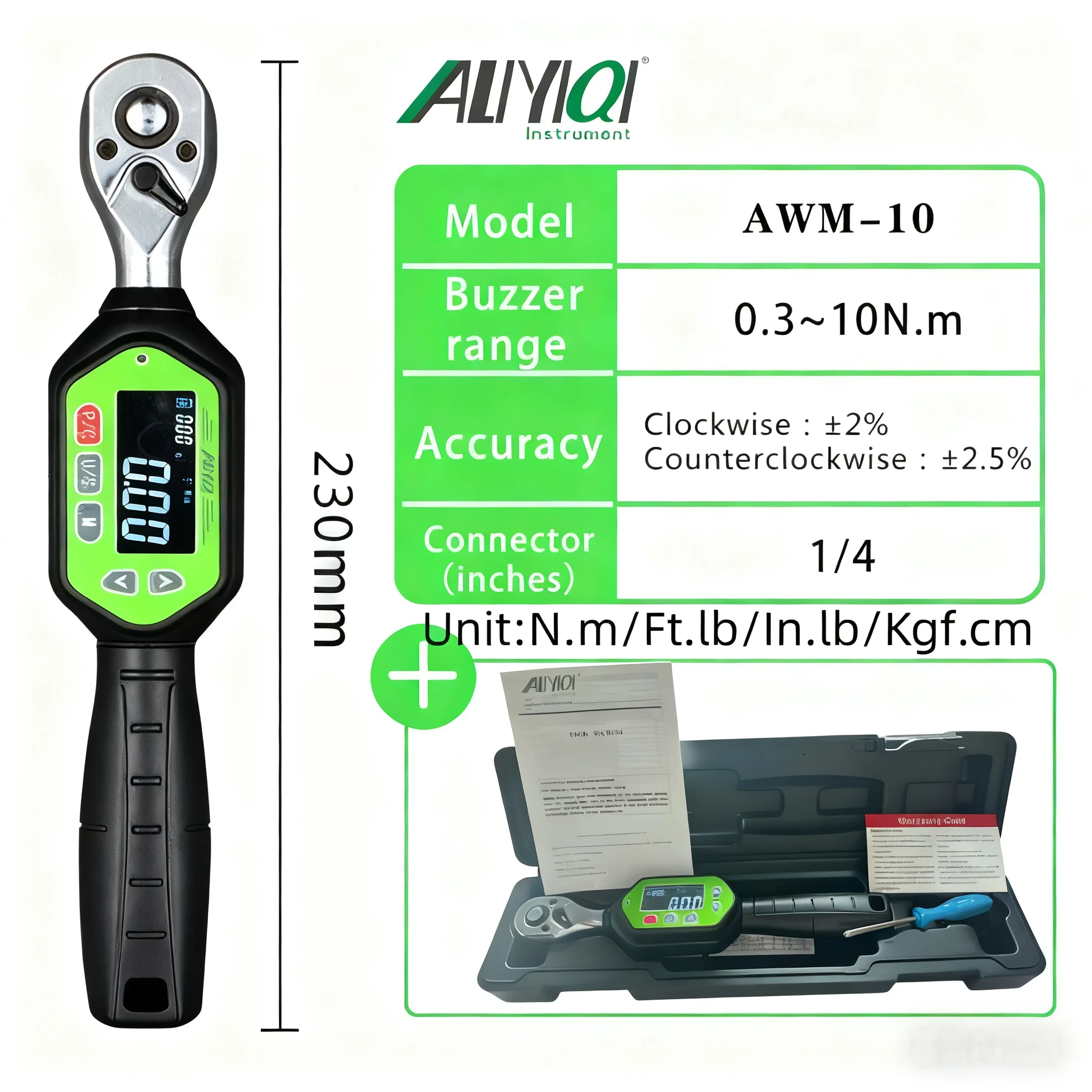 AWM 1/4,3/8,1/2 écran couleur et affichage régulier clé Portable tête à cliquet bidirectionnelle Mini clé dynamométrique numérique