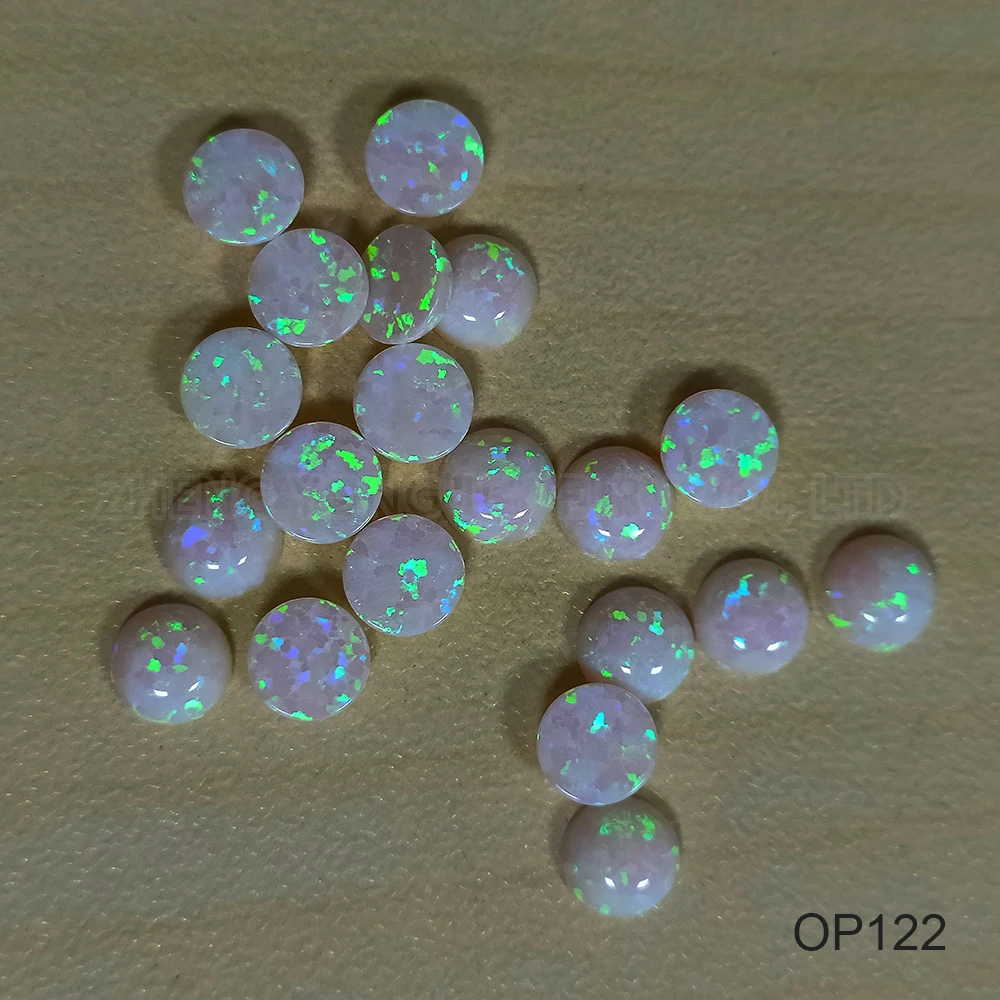20/50 Pieces Pink Beads for Jewelry Making Synthetic Fire Opal Round Pink Flat Back Gems