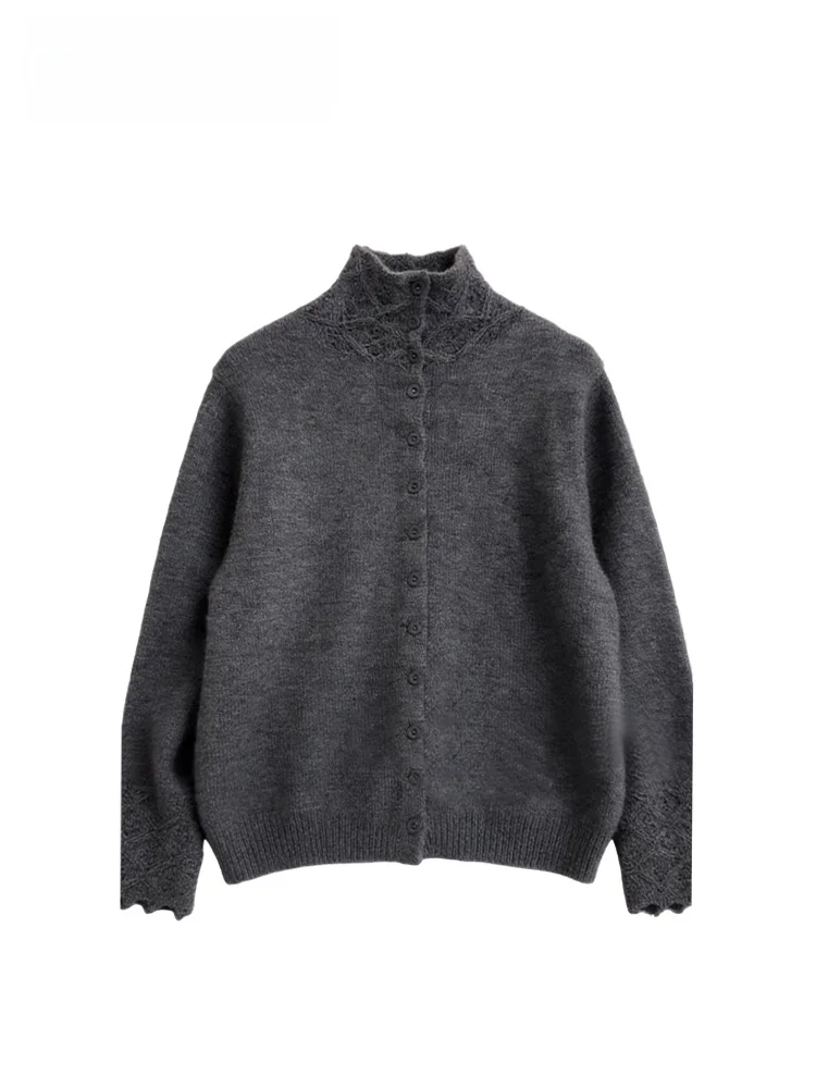 

Вязаный свитер больших размеров с высоким воротником для женщин, осень-зима, новое шерстяное пальто Lazy Sle для полных сестер